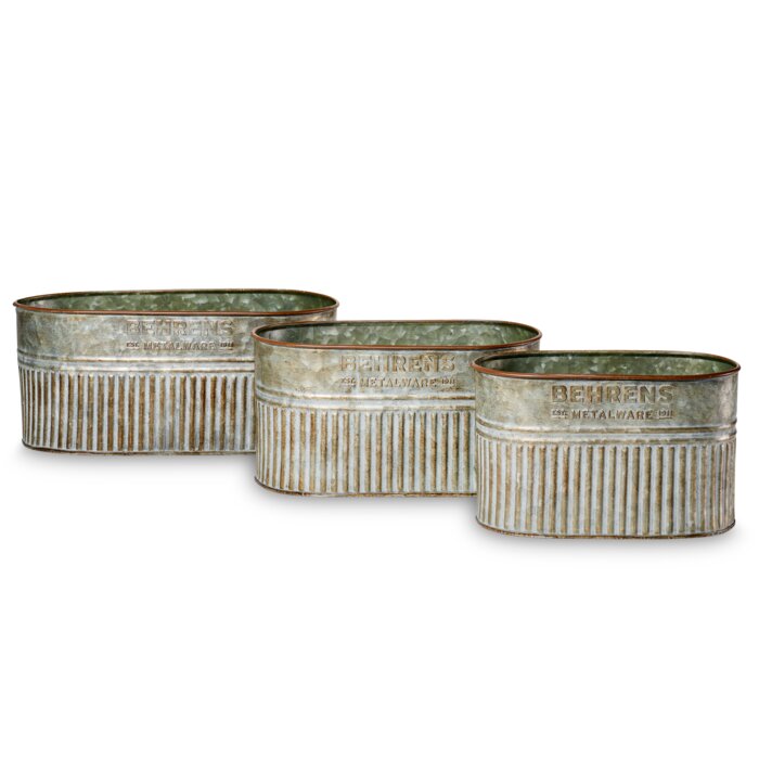 Behrens Nesting 3-piece Galvanized steel Pot Planters Set | Wayfair